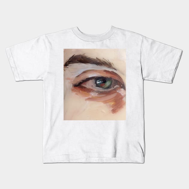 Green Eye Oil Painting Kids T-Shirt by AnitasArtStore